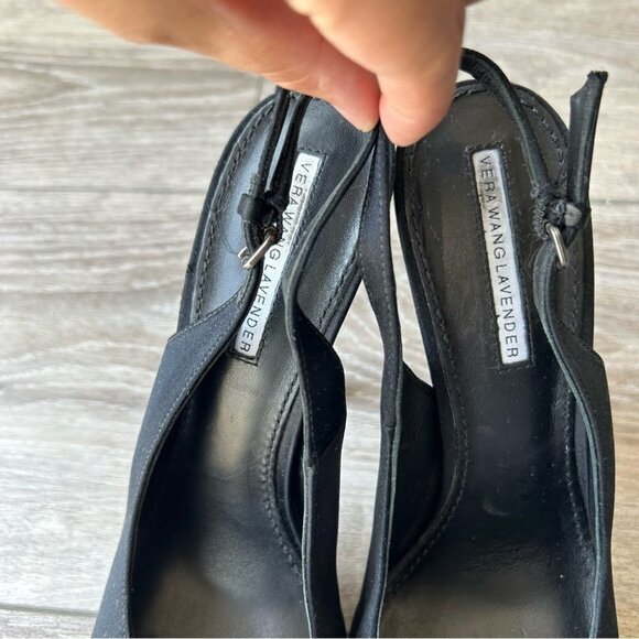 Vera Wang Lavender Black Satin Bows Platform Pump - Picture 6 of 16